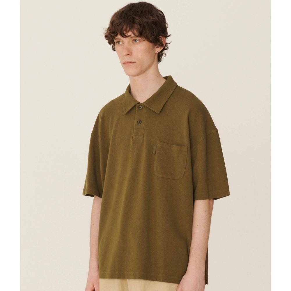 YMC Men's XL Polo Organic Cotton Olive Green Oversized Pocket Shirt NWT Street
